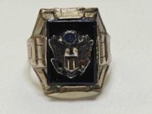 Vintage Sterling Silver WW2 Officers Ring w/ Officers Eagle. Size Unknown. Marked Sterling. Weighs
