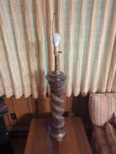 (LR) WOOD SWIRL BASE TABLE LAMP, 40"H
