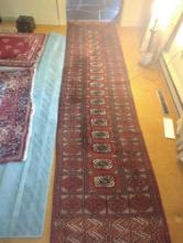 (DEN) HANDMADE BOKHARA RUNNER IN DIFFERENT SHADES OF REDS, APPROXIMATE DIMENSIONS - 2'8" W X 10'8"
