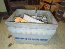 (LDR) BOX LOT OF ASSORTED ITEMS INCLUDING AN ASSORTMENT OF LIGHT BULBS, AND 2 TABLECLOTHS, WHAT YOU