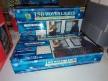 (UPH) 2 BOXES OF 150 WOVEN SHRUB LIGHTS, BLUE, OPEN BOX.