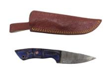 Handmade Damascus steel knives with custom wood, bone, horn or resin handles. The knives are made