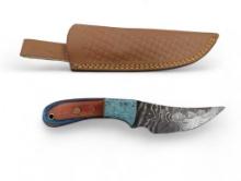 Trailing Point - Upswept Blade. Handmade Damascus steel knives with custom wood, bone, horn or resin