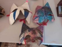 (UPOFC) LOT OF (3) VINTAGE PAPER MACHE MASKS. EACH ONE HAS A DIFFERENT STYLE.