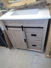 Glacier Bay Brindley 30 in W x 20 in D x 35 in H Single Sink Freestanding Vanity in Gray with Veined