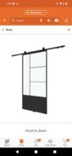 Colonial Elegance Opera 37 in. x 84 in. 3/4 Lite Clear Glass Black Metal Finish Sliding Barn Door