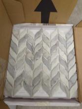 Lot of 4 Cases of sunwings Leaf Waterjet 11.9 in. x 10.4 in. White Carrara Recycled Glass Marble