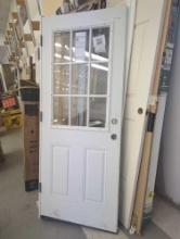 JELD-WEN (Door Jamb is Damaged) 32 in. x 80 in. Primed Right-Hand Inswing 9 Lite Clear Steel Prehung