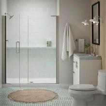 KOHLER Cursiva 57-60 in. W x 72 Pivot Shower Door in Anodized Brushed Nickel, Model