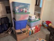 (BR3) LOT OF MISC. CHRISTMAS ITEMS TO INCLUDE: 7-1/2 FT. PRE LIT CHRISTMAS TREE, SANTA FIGURALS,