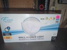 Euri Lighting 11 in. White Wall Sconce with Acid-Etched Glass Lens, Retail Price $23, Appears to be