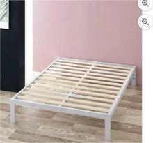 Zinus Mia White Metal Platform Bed Frame, Full Size, Approximate Dimensions - 74.5" L x 53.5" W x