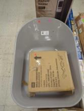 Anvil 6 cu. ft. Steel Tub Wheelbarrow with Wooden Handles and Pneumatic Tire, Appears to be New