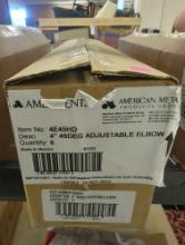 Amerivent 4 Inch 45 Degree Adjustable Elbows Metal Quantity 6, Appears to be New in Open Box Do to