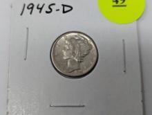 1945-D Dime - Mercury Split Bands