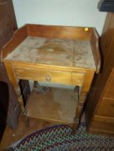 (SBD) One-drawer wooden table/stand. Sold as-is.