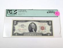 FR. 1513 SERIES OF 1963 $2 LEGAL TENDER NOTE - SERIAL #A01976108A, PLATE C2/1. GRADED CHOICE NEW