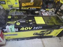 Ryobi Mower with (1) Battery, (1) Charger, and (1) Bagger - Please Come Preview