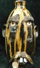 Southern Folk Art Pottery - Billy Joe Craven - Ugly Face Jug - 12.5" x 7"