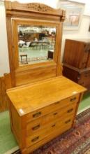 Oak Beveled Mirror 3 Drawer Dresser