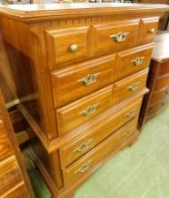 Sumter Cabinet Co. - Oak 5 Drawer Highboy Dresser
