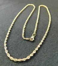 14K Yellow Gold - Necklace - Chain - 15" - 1.2 Grams