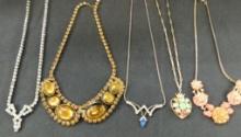 5 Vintage Rhinestone Necklaces