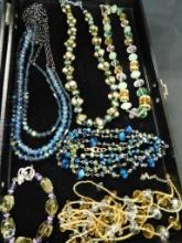 Tray Lot of 5 Costume Jewelry Crystal Bead Necklaces - 1 Bracelet