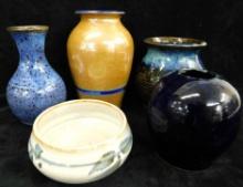 Group of 5 Pieces of Studio Art Pottery - Various Artists