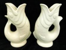 Pair of Matching Devon English Fish Vases
