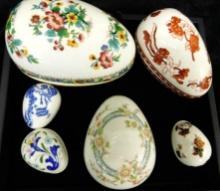 Group of 6 Coalport Egg Trinket Boxes - All Two Piece - England