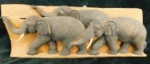 Carved Wood Elephant Wall Hanging - 6.5" x 18" x 3.5"