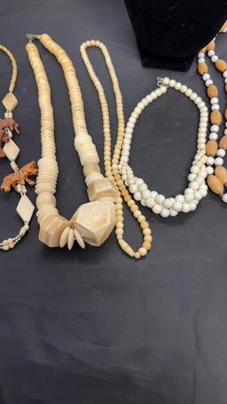 10) WOOD BEAD FASHION NECKLACES