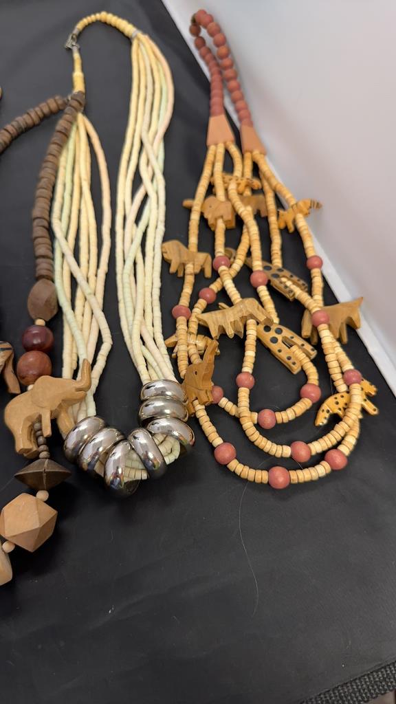 10) WOOD BEAD FASHION NECKLACES