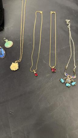 9) NECKLACES WITH PENDANTS & 3 ADDITIONAL PENDANTS