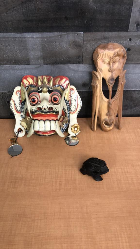 BALINESE MYTH MASK, GUIRO FROG, & MORE