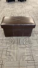 FAUX LEATHER COLLAPSIBLE STORAGE OTTOMAN