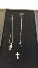 STERLING SILVER CROSS PENDANTS & NECKLACES 13G.