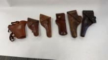 6) BROWN LEATHER HOLSTERS