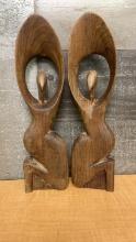 PAIR OF AFRICAN WOOD CARVED ABSTRACT FIGURES