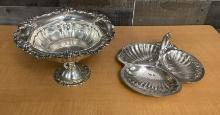 BAROQUE BY WALLACE SILVERPLATE COMPOTE BOWL & MORE