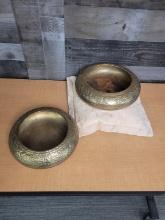BRASS INDIAN STYLE VESSELS & PILLOW