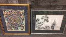 ASIAN ART: HANDPAINTED SILK & BUDDIST MANDALA