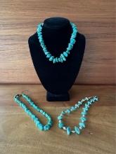 3 RAW TURQUOISE NECKLACES