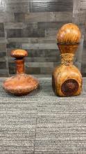 2) ITALIAN LEATHER WRAPPED DECANTERS