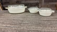 VINTAGE ANCHOR HOCKING CASSEROLE & COVERED DISHES