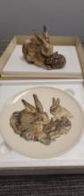 GOBEL MOTHERS SERIES PLATE & FIGURINE: RABBITS