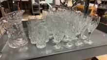 ETCHED CRYSTAL PITCHED & GLASSES