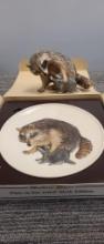 GOBEL MOTHERS SERIES PLATE & FIGURINE: RACCOONS