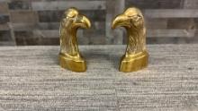 BRASS TONE EAGLE HEAD BOOKENDS